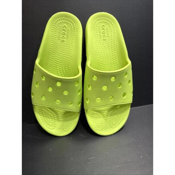 CROCS Other - Crocs Kid's Classic Slide Sandals Limeade Green J2 Waterproof Outdoor Swim Shoes